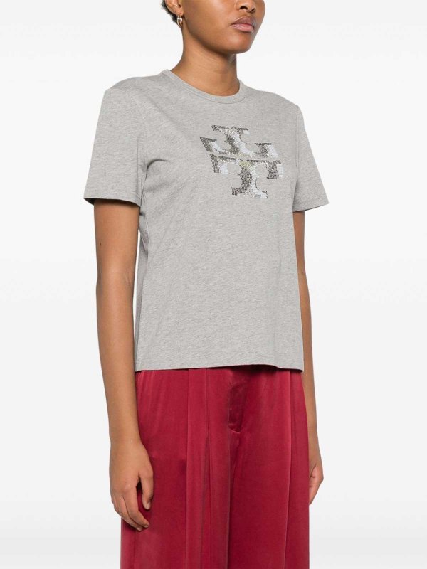 TORY BURCH: Camisetas online - Camiseta - Gris