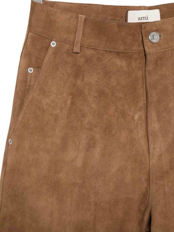 AMI PARIS: Pantalones de cuero online - Pantalones De Cuero - Marrón