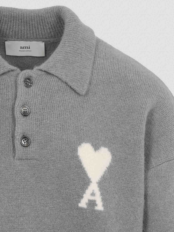 The Best Shops AMI PARIS: polo shirts - Ami De Coeur Wool Polo Shirt