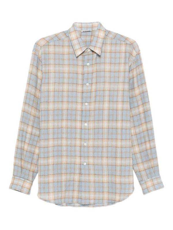 AURALEE: shirts - Checked Wool Shirt