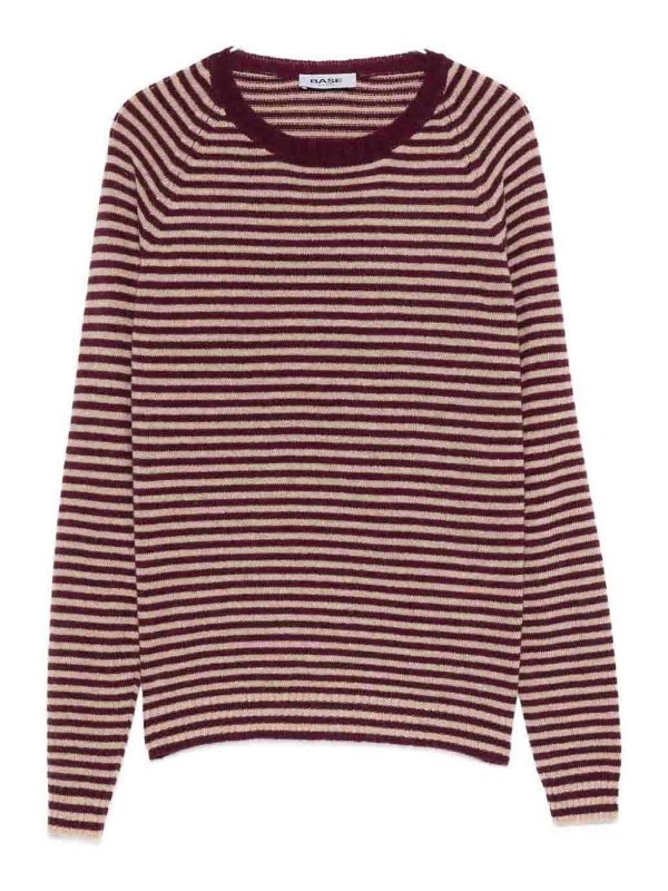 BASE: Strickpullover mit Rundhalsausschnitt - Rundhalspullover - Lila