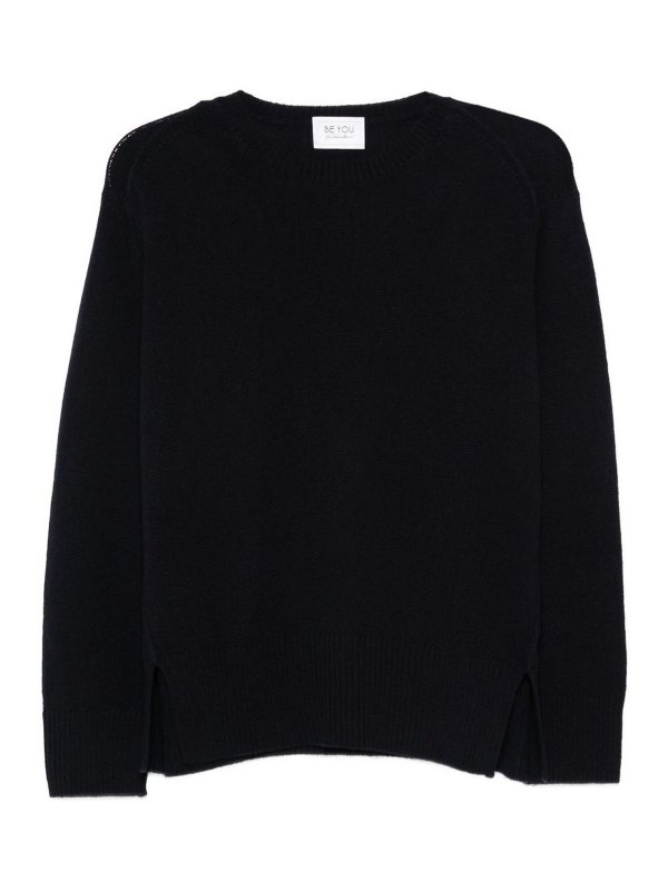 BE YOU: Strickpullover mit Rundhalsausschnitt - Rundhalspullover - Blau