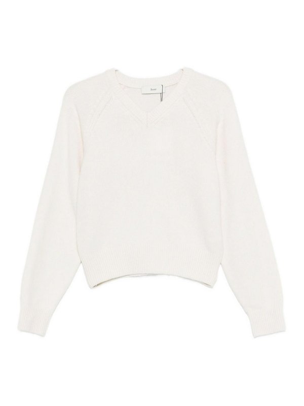 DUNST: Suéteres con cuello pico - Suéter Con Cuello De Pico - Blanco