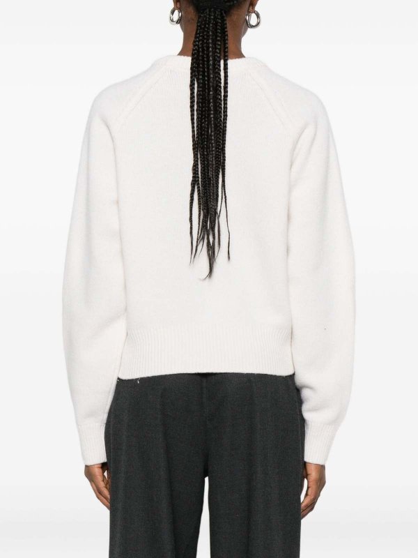 The Best Shops DUNST: Suéteres con cuello pico - Suéter Con Cuello De Pico - Blanco