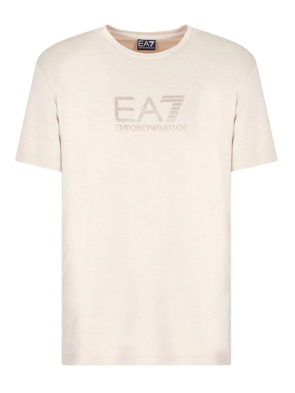 EA7 Emporio Armani: Strickpullover mit Rundhalsausschnitt - Rundhalspullover - Beige