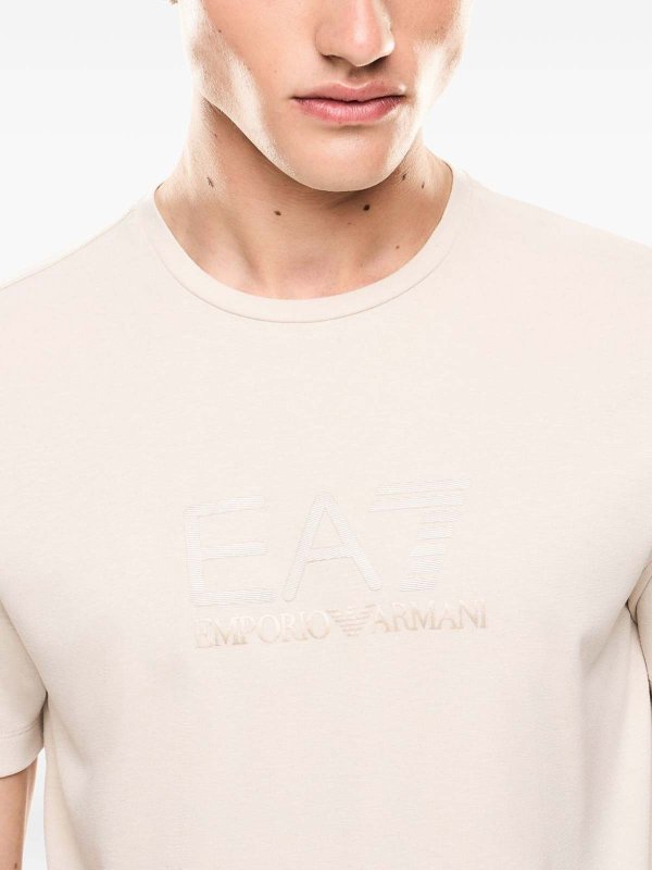 EA7 Emporio Armani: Strickpullover mit Rundhalsausschnitt online - Rundhalspullover - Beige