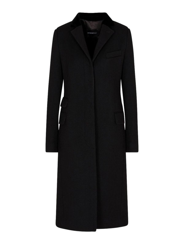 EMPORIO ARMANI: Knielange Mäntel - Knielanger Mantel - Schwarz