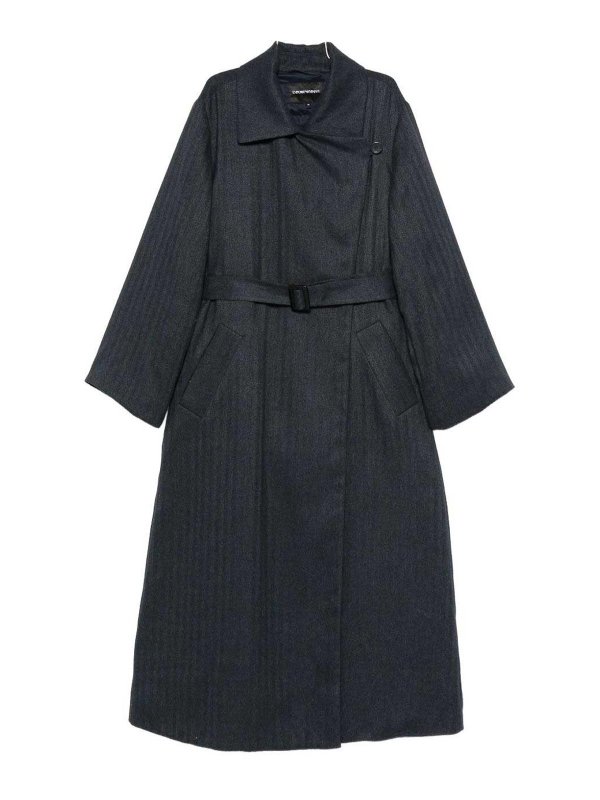 EMPORIO ARMANI: Knielange Mäntel - Knielanger Mantel - Blau