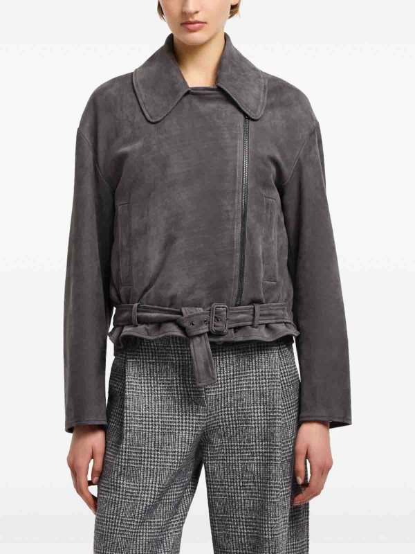 EMPORIO ARMANI: Chaquetas de cuero online - Chaqueta De Cuero - Gris