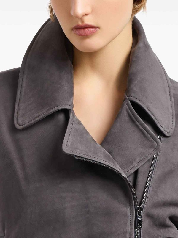 Chaqueta De Cuero - Gris shop online: EMPORIO ARMANI