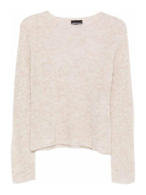 EMPORIO ARMANI: Suéteres con cuello pico - Suéter Cuello Redondo - Beis