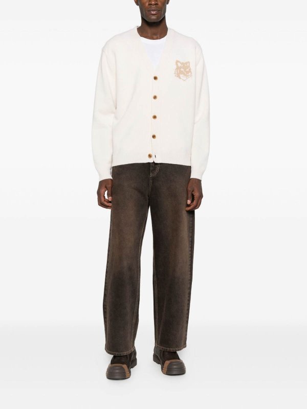 MAISON KITSUNÉ: cardigans online - Wool V-Necked Cardigan