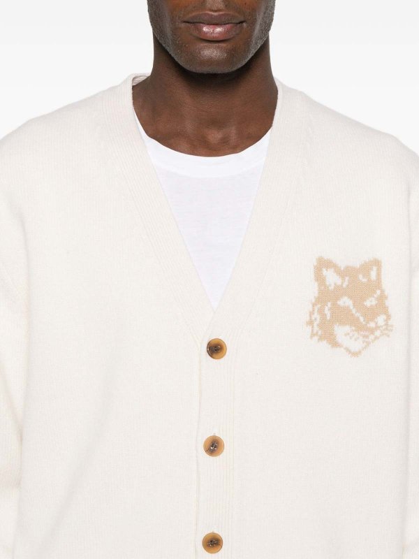 Wool V-Necked Cardigan shop online: MAISON KITSUNÉ