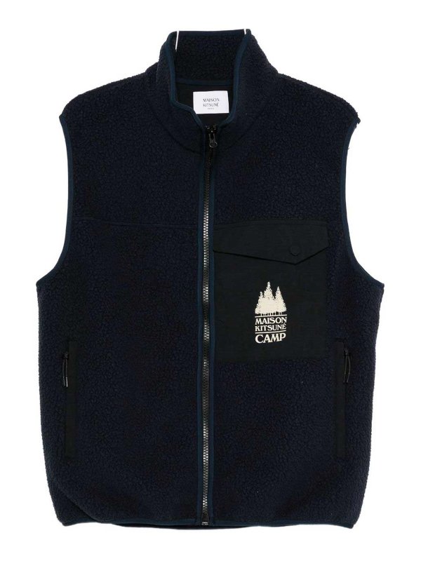 MAISON KITSUNÉ: Gilets tricot - Gilet - Bleu