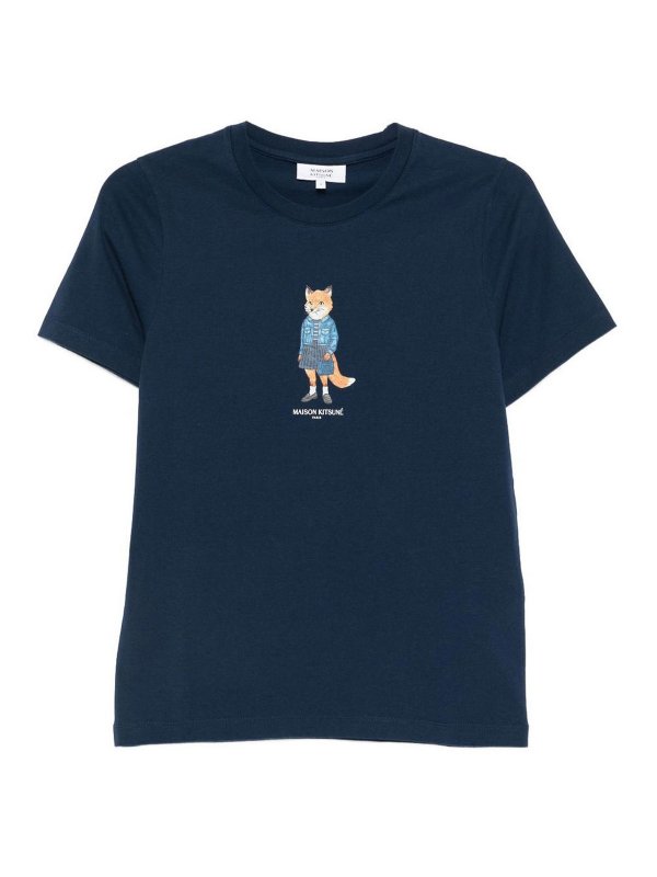 MAISON KITSUNÉ: T-shirts - T-Shirt - Bleu