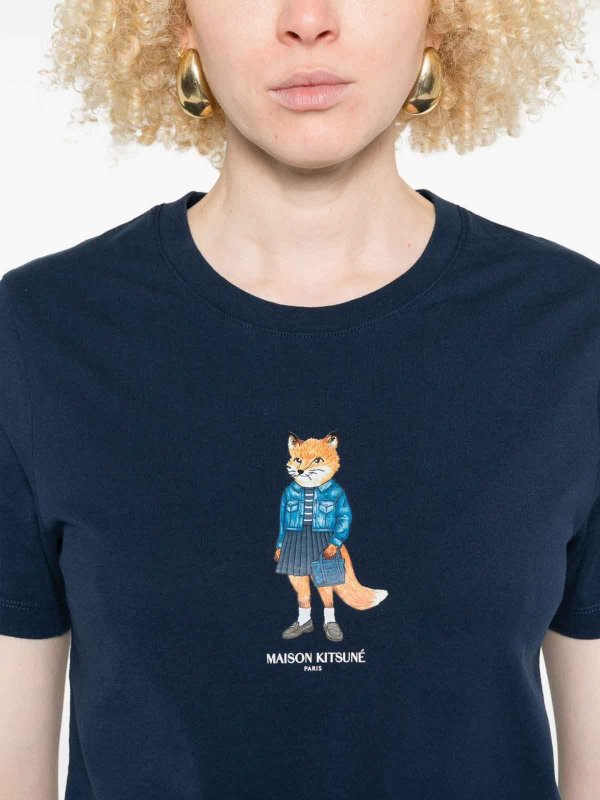 T-Shirt - Bleu shop online: MAISON KITSUNÉ