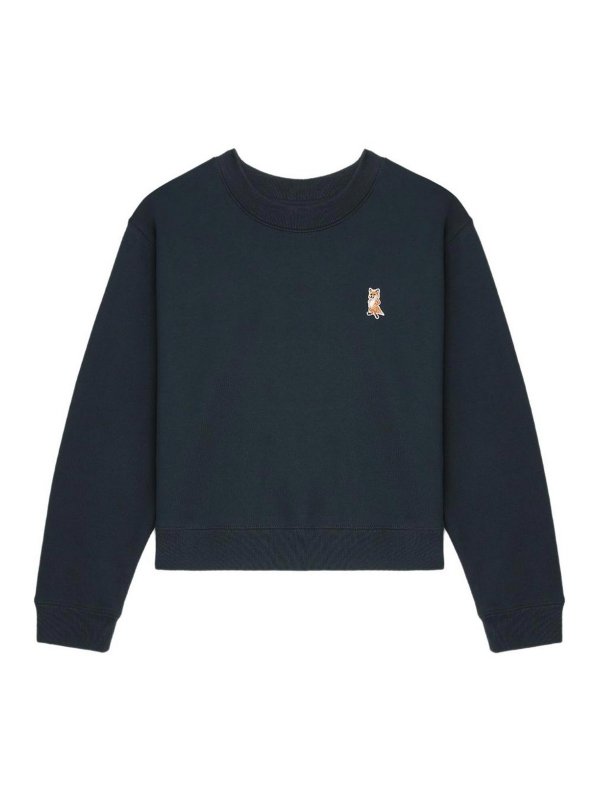 MAISON KITSUNÉ: Sweatshirts & Sweaters - Lady Fox Cotton Cropped Sweatshirt