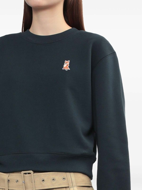 Lady Fox Cotton Cropped Sweatshirt shop online: MAISON KITSUNÉ