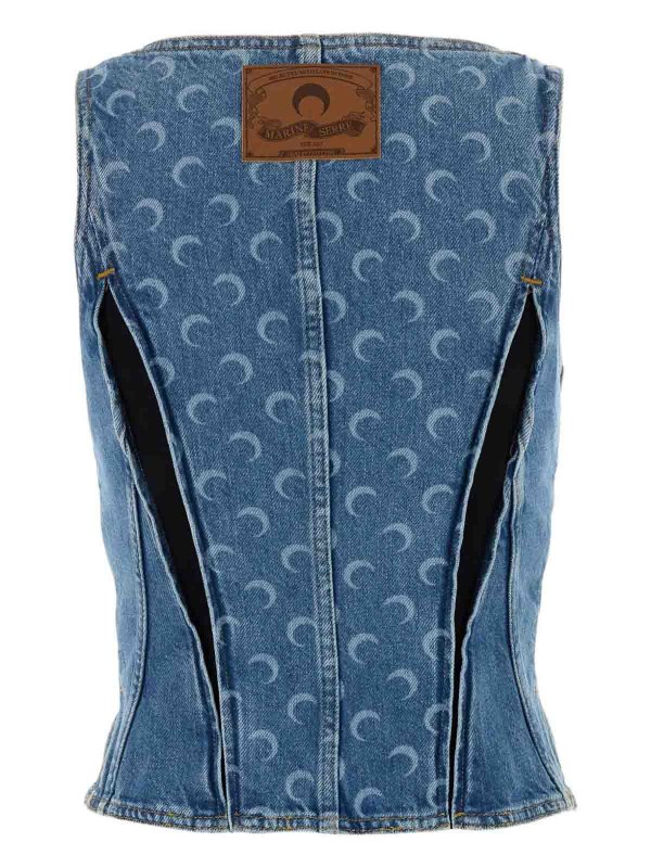 MARINE SERRE: Tops & Tank tops online - Moon Denim Bustier Top