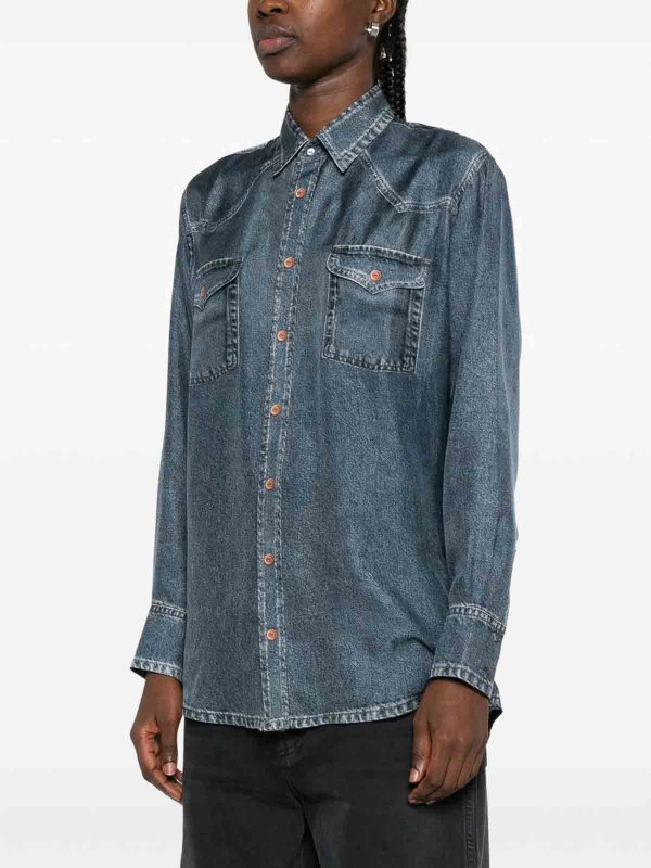 The Best Shops PIERRE-LOUIS MASCIA: casual jackets - Denim Print Silk Shirt