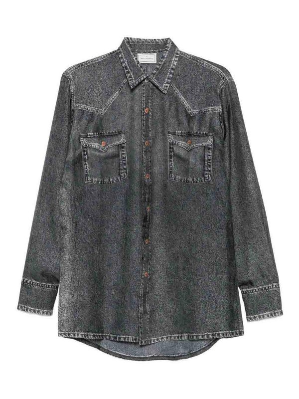 PIERRE-LOUIS MASCIA: casual jackets - Denim Print Silk Shirt