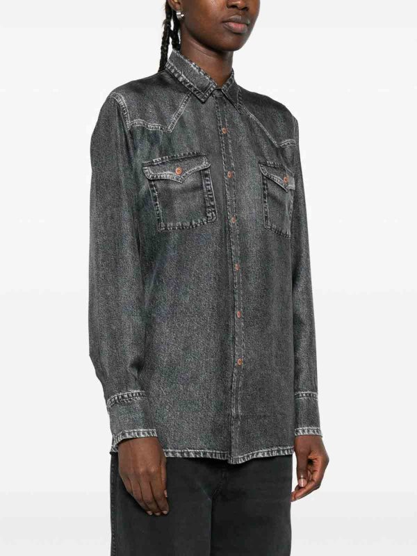 PIERRE-LOUIS MASCIA: casual jackets online - Denim Print Silk Shirt