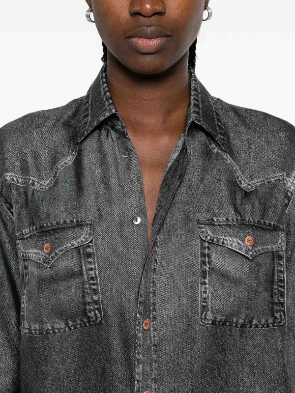 Denim Print Silk Shirt shop online: PIERRE-LOUIS MASCIA