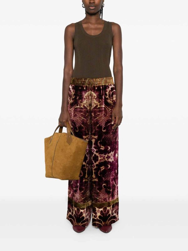 PIERRE-LOUIS MASCIA: casual trousers online - Velvet Wide-Leg Trousers