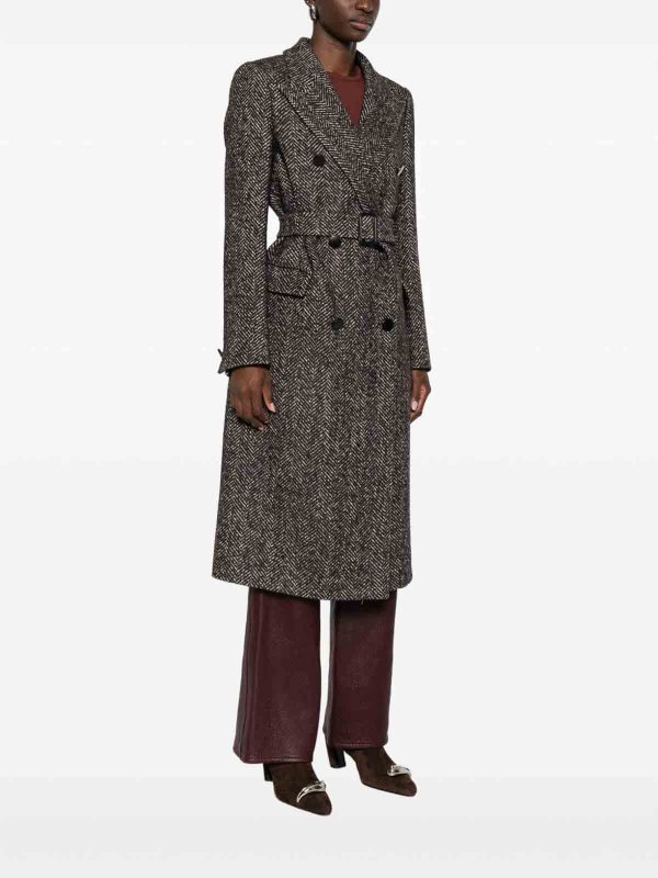 TAGLIATORE: knee length coats online - Wool Blend Double-Breasted Coat