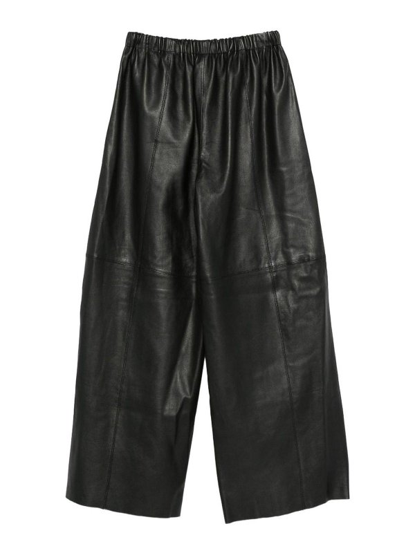 The Best Shops ALYSI: casual trousers - Leather Wide-Leg Trousers