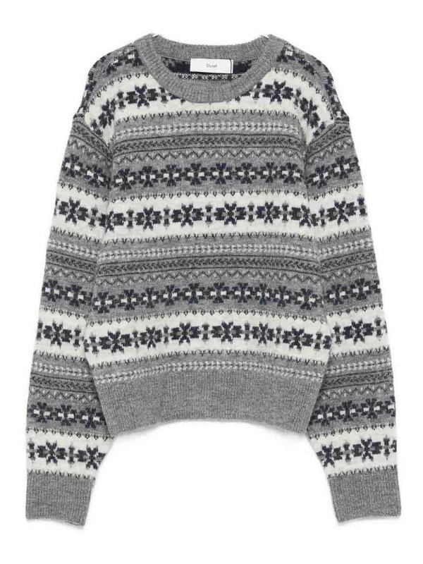 DUNST: Strickpullover mit Rundhalsausschnitt - Rundhalspullover - Grau