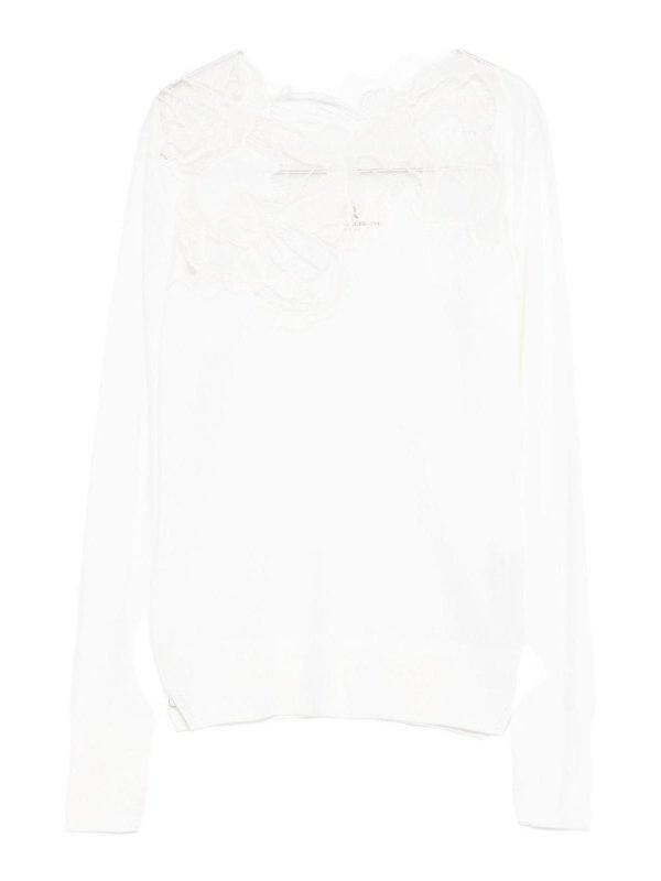 ERMANNO SCERVINO: Strickpullover mit Rundhalsausschnitt - Rundhalspullover - Weiß