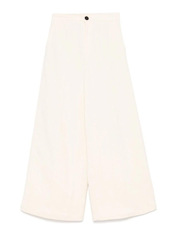 FORTE FORTE: casual trousers - Cotton High-Waisted Trousers