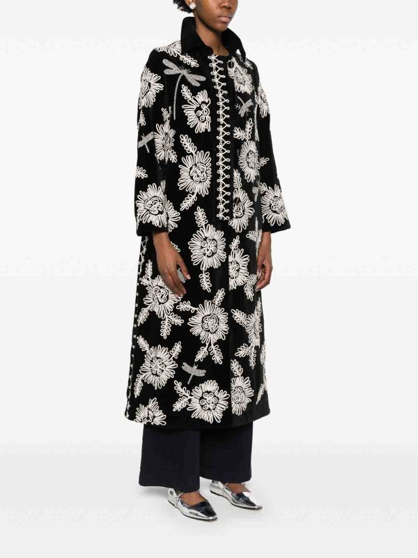 FORTE FORTE: long coats online - Embroidered Long Coat