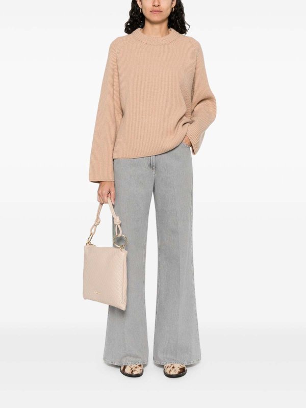 The Best Shops FORTE FORTE: Strickpullover mit Rundhalsausschnitt - Rundhalspullover - Beige