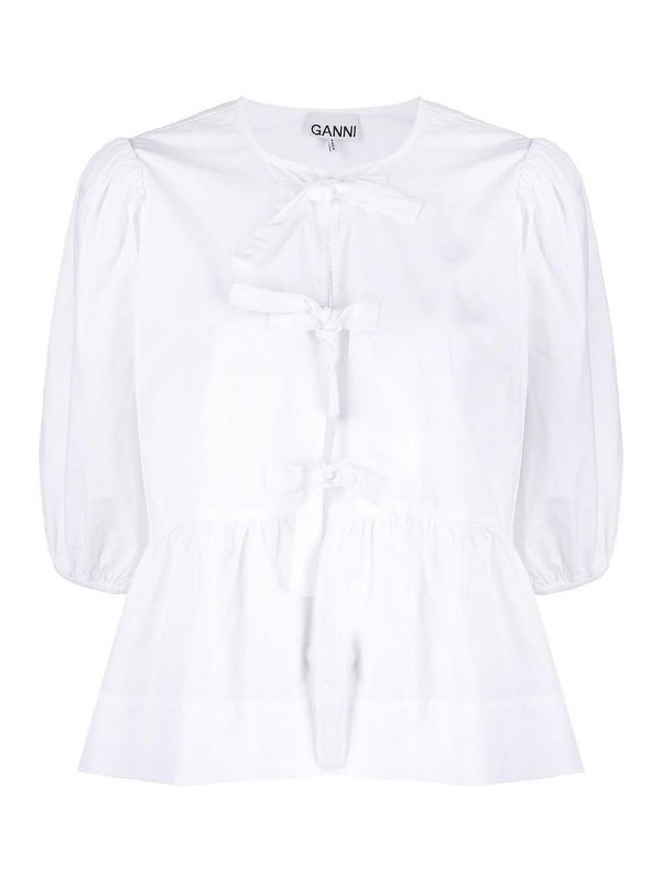 GANNI: Tops & Tank tops - Cotton Peplum Top