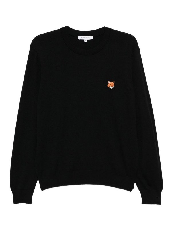 MAISON KITSUNÉ: Suéteres con cuello pico - Suéter Cuello Redondo - Negro