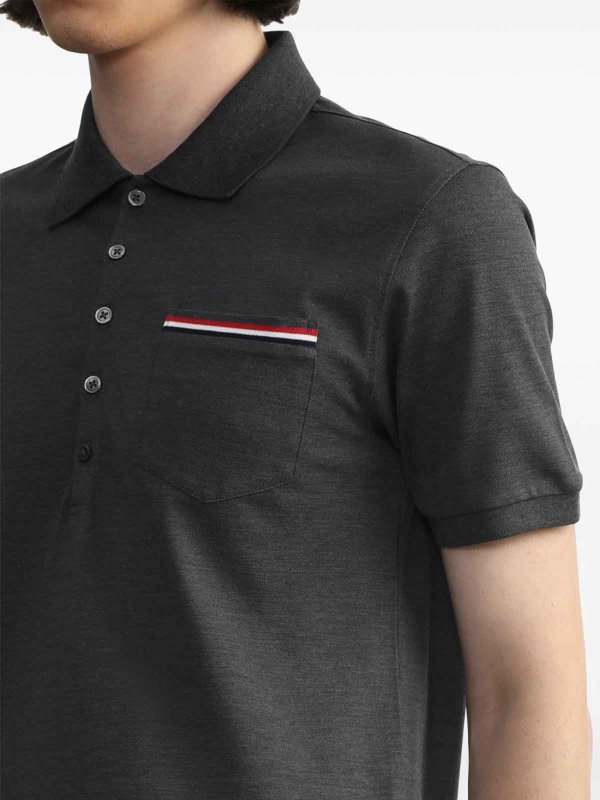 The Best Shops THOM BROWNE: polo shirts - Rwb Cotton Polo Shirt