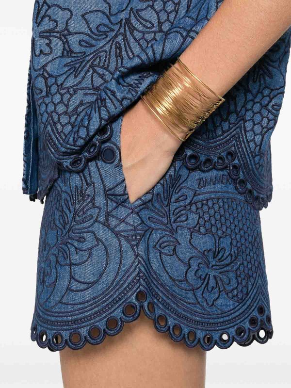 ZIMMERMANN buy online Shorts in denim con ricamo Coco