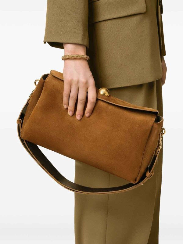 AMI PARIS: shoulder bags online - Suede Leather Shoulder Bag