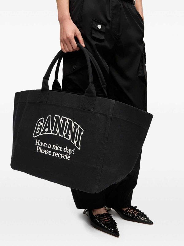 The Best Shops GANNI: totes bags - Organic Cotton Xxl Tote Bag