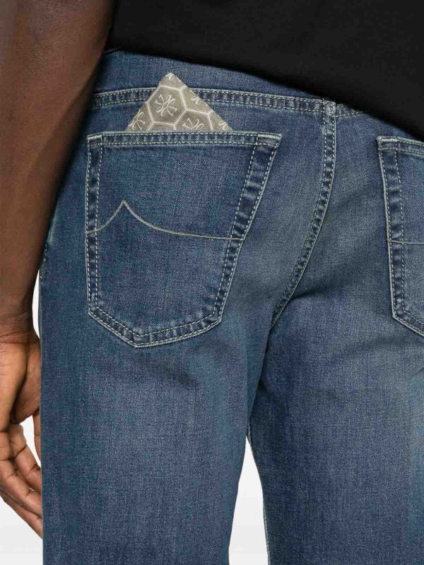 JACOB COHEN: jeans dritti, a sigaretta online - Jeans slim in denim corto