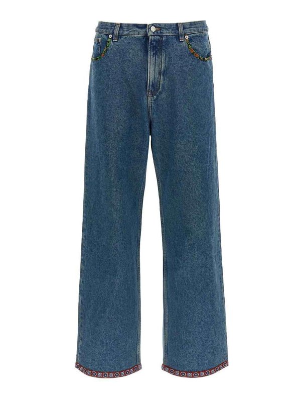 VALENTINO: straight leg jeans - Embroidered Denim Jeans