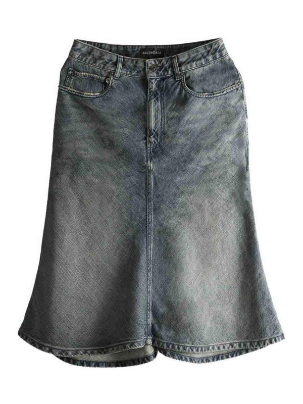 BALENCIAGA: Knee length skirts & Midi - Godet Midi Skirt In Blue