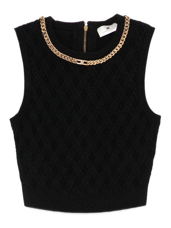 ELISABETTA FRANCHI: Tops & Tank tops - TopKnit FabricPattern And Jewel Details