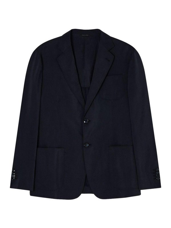 GIORGIO ARMANI: blazers - Upton Single-Breasted Jacket In Washed Silk