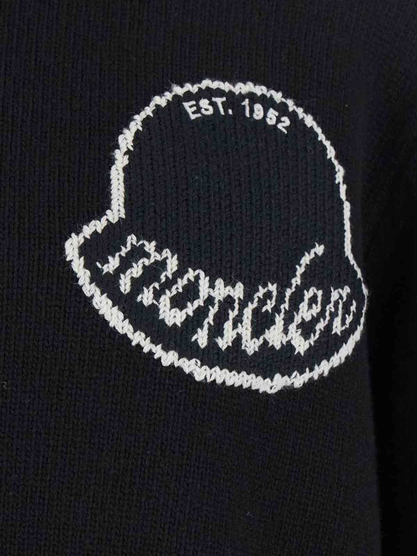 The Best Shops MONCLER: crew necks - Logoed Woollen Jumper