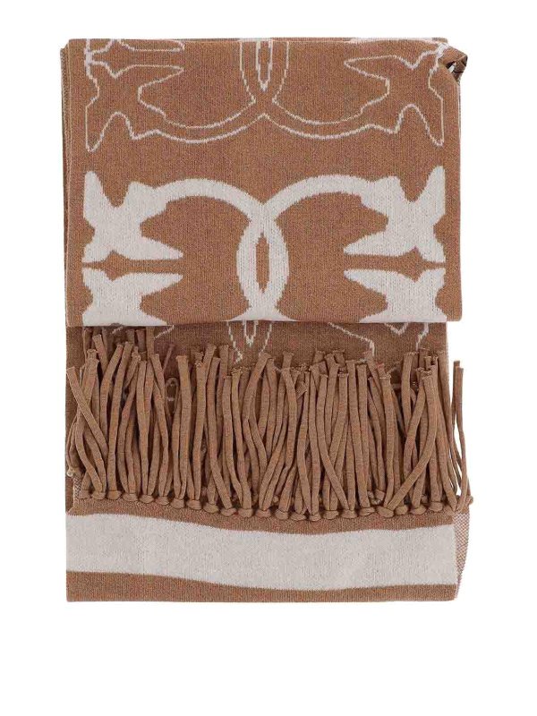 Pinko: sciarpe e foulard - Sciarpa Con Logo Jacquard Love Birds