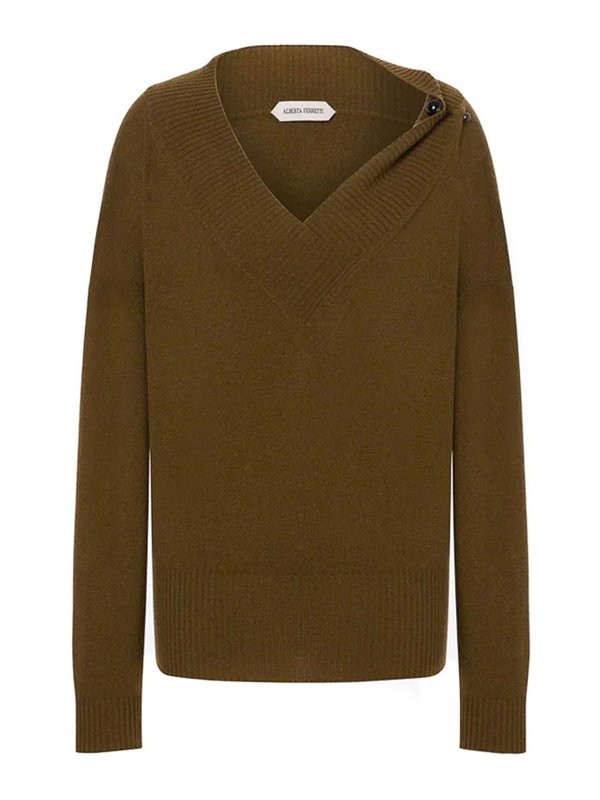 ALBERTA FERRETTI: Suéteres con cuello pico - Suéter Cuello Redondo - Marrón