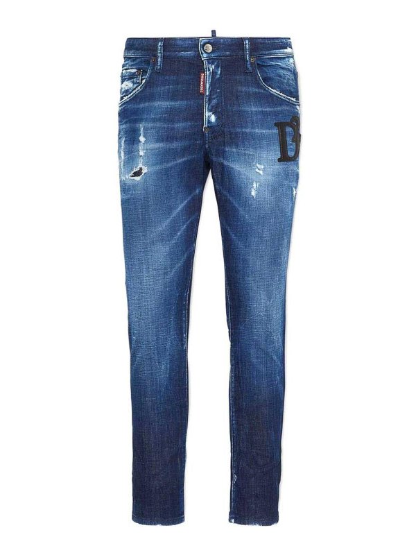 DSQUARED2: Jeans à jambe droite - Jean Droit - Bleu